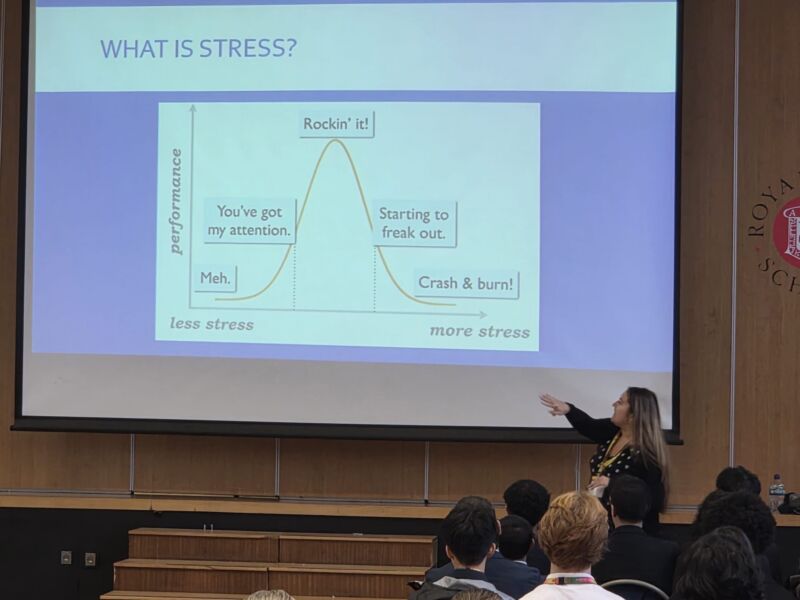 Image for the Tweet beginning: Y13 assembly on managing stress